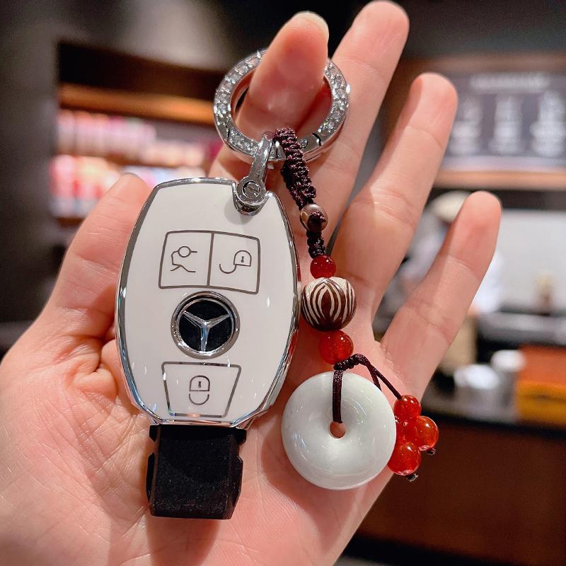 PZQ2 TPU Car Key Case Cover Shell Accessories for Mercedes Benz A B C E GL S GLA GLK CLS Class AMG W204 W205 W212 W463 W176 Keychain