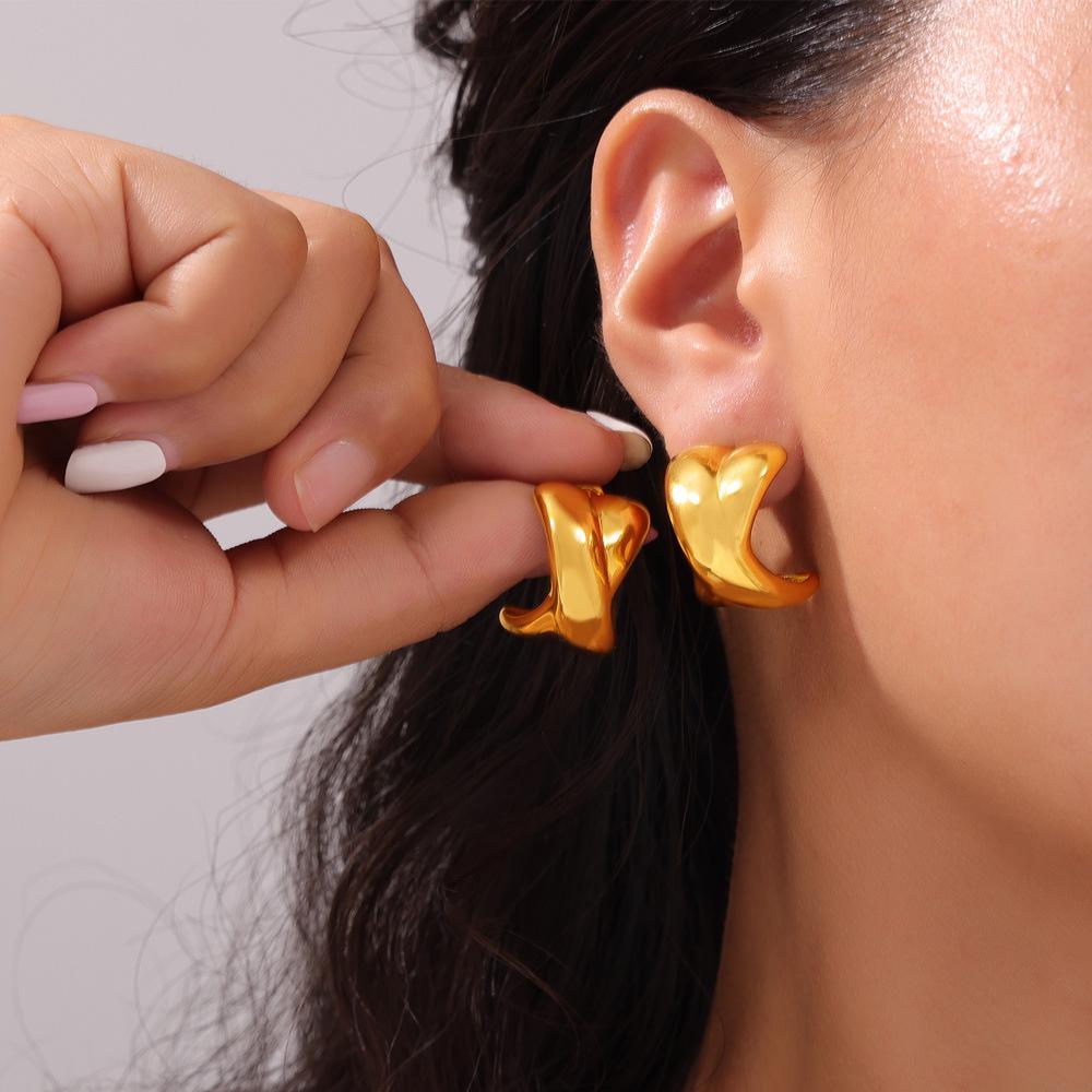Gold Plated Geometric Titanium Steel Earrings - Elegant Cool Style for Women