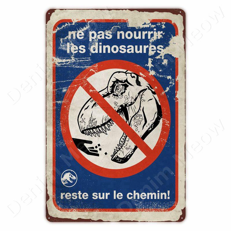 Vorsicht vor Dinosauriern Lustiges Vintage Blechschild Triceratops Plakette Wanddeko Garten Bauernhaus Außen Dekoration Vorsicht S