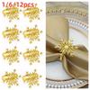 1/6/12pcs Silver/Gold Snowflake Napkin Ring Buckles Christmas Holiday Metal Napkin Holder New Year Gift Dinnig Table Decoration