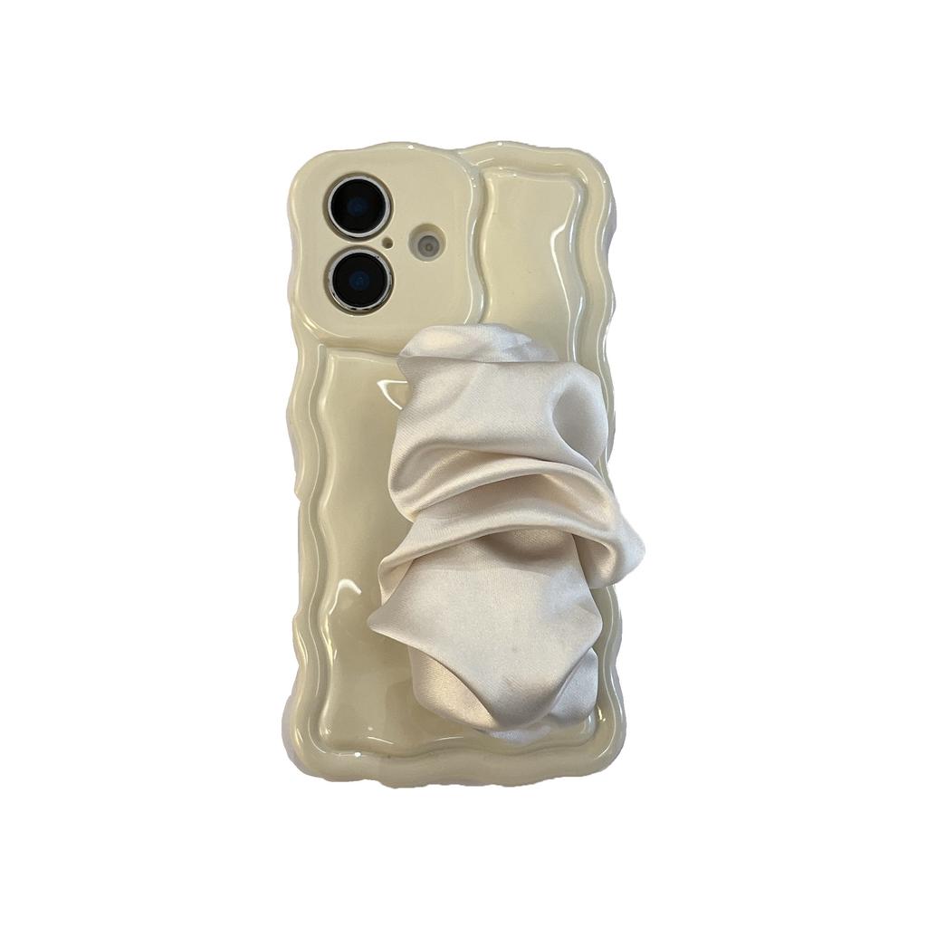 Korean high-end silk scarf wristband for iPhone16Pro max Apple 17 mobile phone case 15/14 wave case