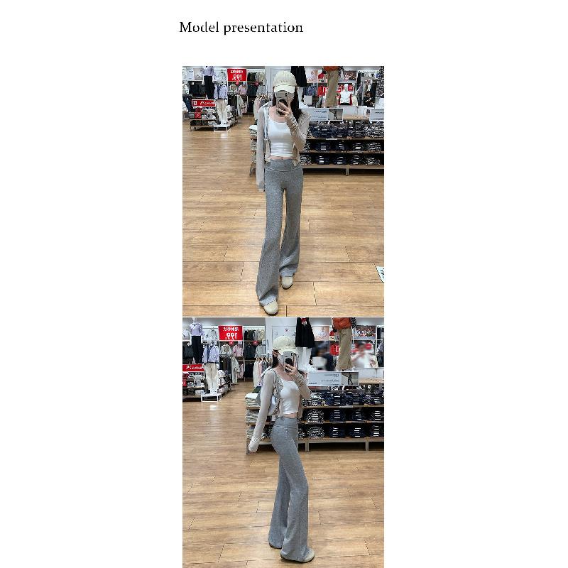 Gray flared pants for women, 2026 spring new style, high-waisted, slimming, fitted yoga pants, slightly flared, drapey, soft sports pants