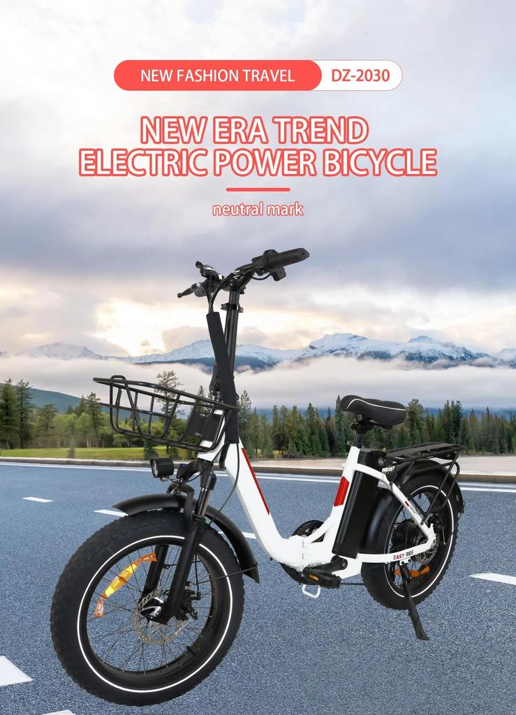 SAMEBIKE DZ2030 800W Bicicleta Elétrica de Entrega, Bateria de Lítio Removível 48V 16Ah, E-Bike com Pneu Gordo 20" x 4.0 para Adultos