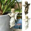 Detailed Hand Carved Statues Vintage Angel Girl Statue, Planter Climber Cute Retro Resin Figurine for Flower Pot Edge Decor Statue