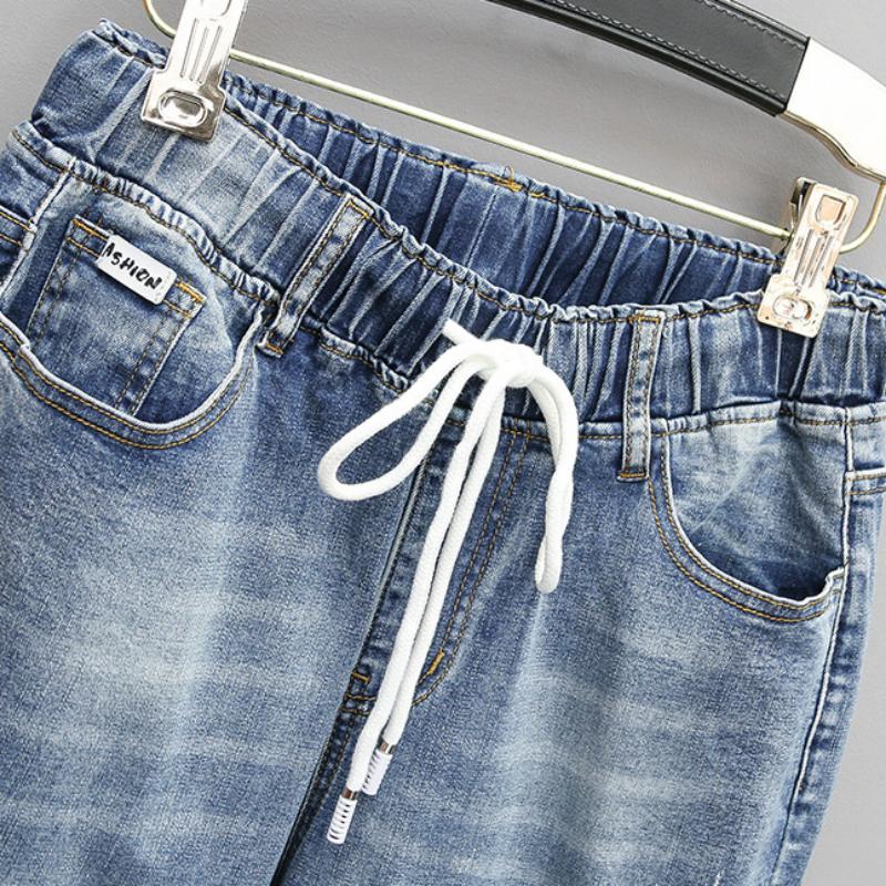 Stretch Jeans Damen Haremshose Locker Abnehmen Karottenhose Elastische Hohe Taille Freizeithose