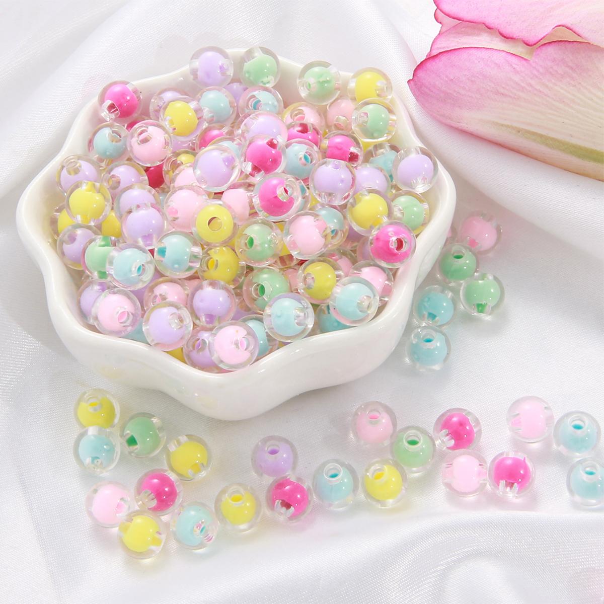 

110 шт. акриловые глазированные бусины прозрачные круглые свободные бусины для изготовления ювелирных изделий своими руками ожерелье Transparent разноцветный