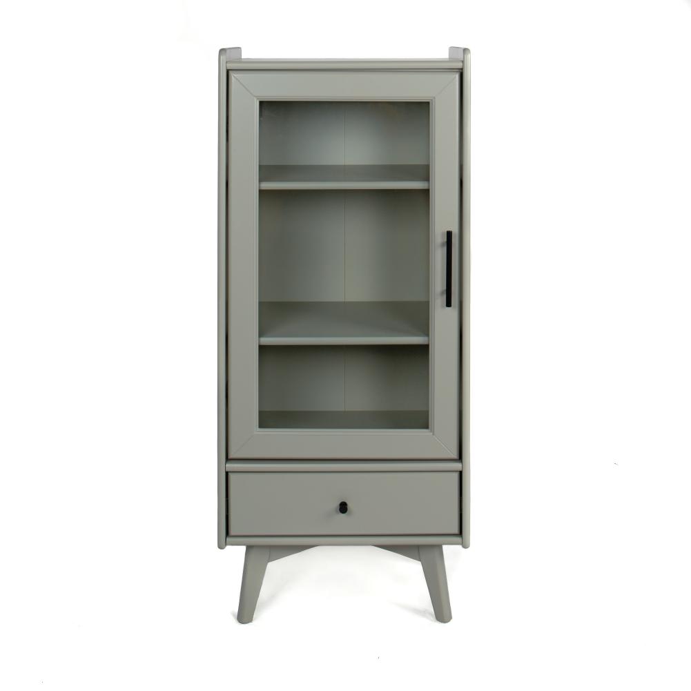 US STOCK Bathroom Storage Cabinet Floor Standing Cabinet With Glass Door Drawer Double Adjustable Shelves For Bathroom