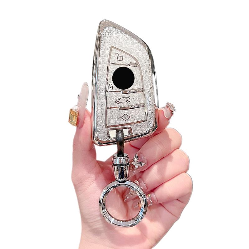 White Diamond Pattern TPU for BMW X1 X3 X5 X6 X7 1 3 5 6 7 Series G20 G30 G11 F15 F16 G01 G02 F48 Remote Car Key Case Cover Fob