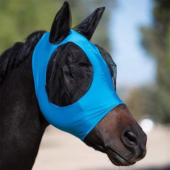 Horse Fly Face Guard with Ears Adjustable Half Face UV Protection Cover Breathable Fine Mesh Equine Fly Face Guard