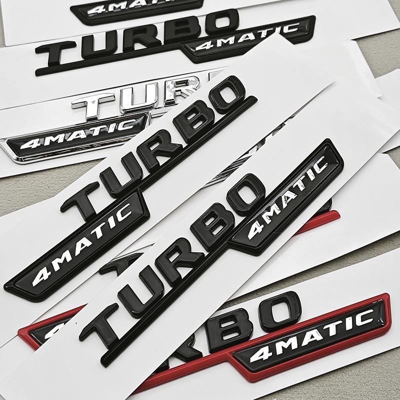 2pcs 3D ABS Chrome Car Letters TURBO 4MATIC Logo Fender Side Badge For Mercedes AMG A35 45 A45S W177 W176 Stickers Accessories