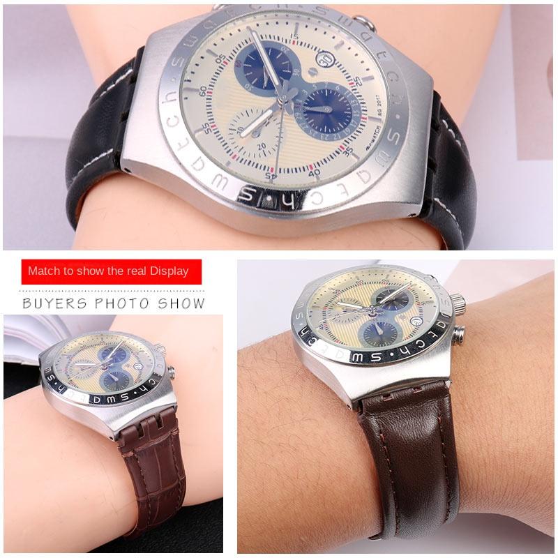 For swatch YCS YAS YGS series watch band 17mm 19mm genuine leather Wrist Strap Women men watch strap belt bracelet accessories