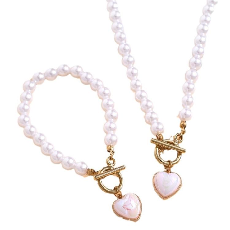 Fashionable Imitation Pearls Necklace Fashion Jewelry Beads Bracelet Adjustable Chain Necklace Present for Fashion Lover