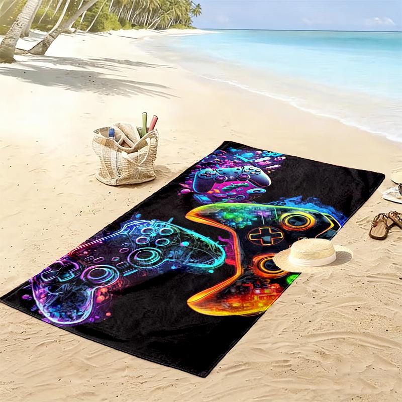 Gamepad-Print Strandtuch, Großes Weiches Schnelltrocknendes Handtuch für Strand Camping Schwimmen