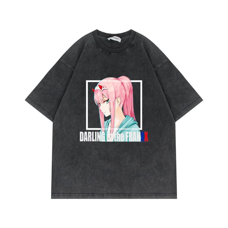 Übergroßes Anime-T-Shirt für Jungen 230g Baumwolle Vintage-Waschung Kurzarm Lässiges Oberteil