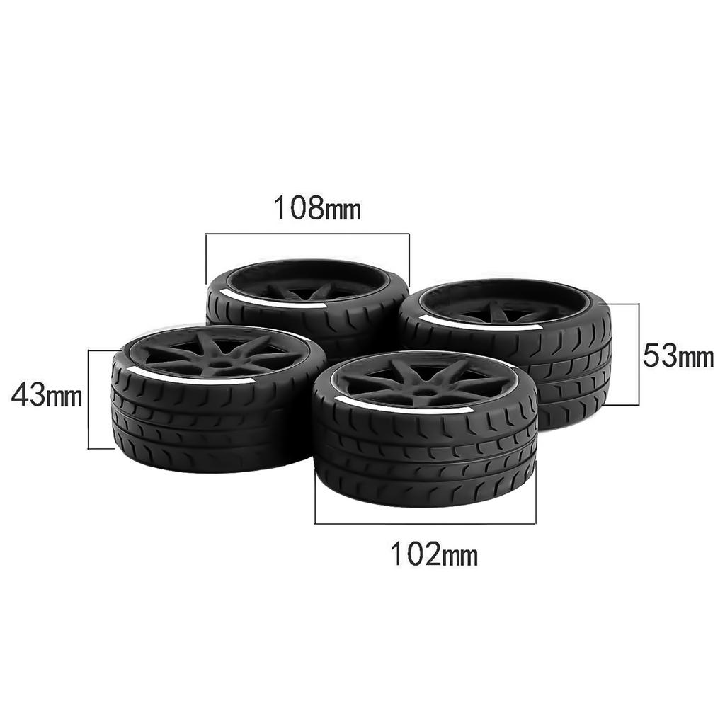 4pcs Remote Control Tires 53 108 43 102mm 17mm Wheel Hex Replacement for ARMA 1 7 Felony FSR Model GT Remote Control