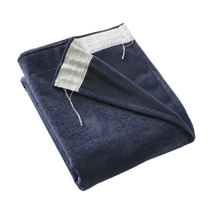 Rideau Occultant - Bjornn - 140 X 260 Cm - Doublure Polaire - Bleu Nuit - Galon Fronceur