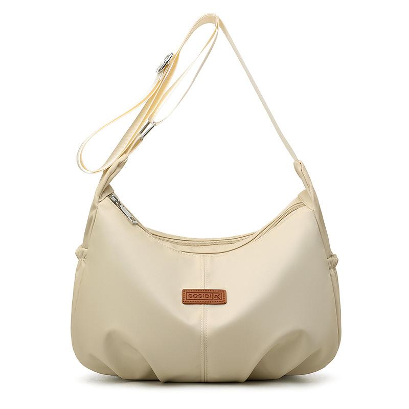 

Плиссированная сумка кроссбоди Женская нейлоновая сумка Большой вместимости Сумка на плечо для通勤 бежевый