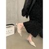With Skirt High Heel Half Slippers Spring and Autumn Temperament High Heels Evening Gentle Single Shoes Versatile Sequined Shoes