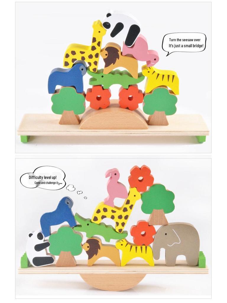 Animal Seesaw Balance Beam - Educational Stacking Blocks for Ages 3-6
