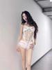 Spicy V-neck Lace Patchwork Slimming Bodysuit with Chest Pads