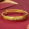 Adjustable Double Convex Plum Blossom Antique Brass Bracelet