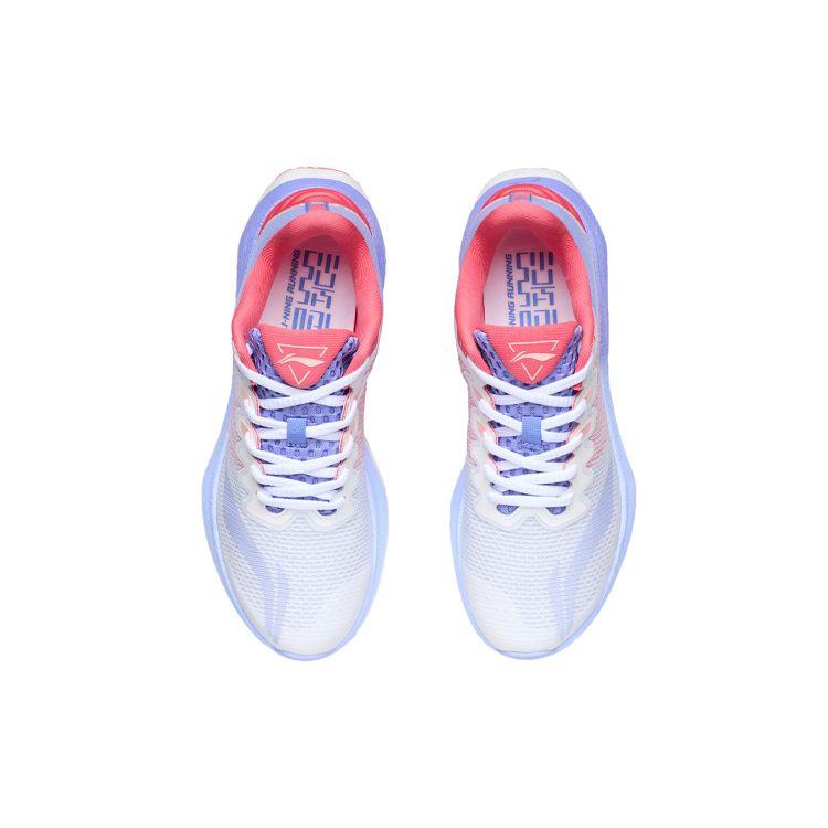 Li Ning Yue Ying Reflective Shock Absorption Non-Slip Wear-Resistant Low-Top Running Shoes Women Running Shoes White Red Purple ARHR128-6