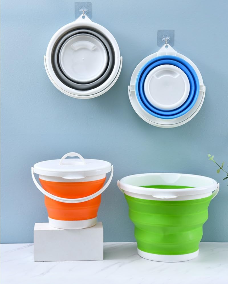 Foldable Soft Bucket Portable Travel Drinking Bottle Perfect for Camping Hiking Fishing Swimming Surfing Blue Orange Green Gray PP+TPE (Grey, 10L)
