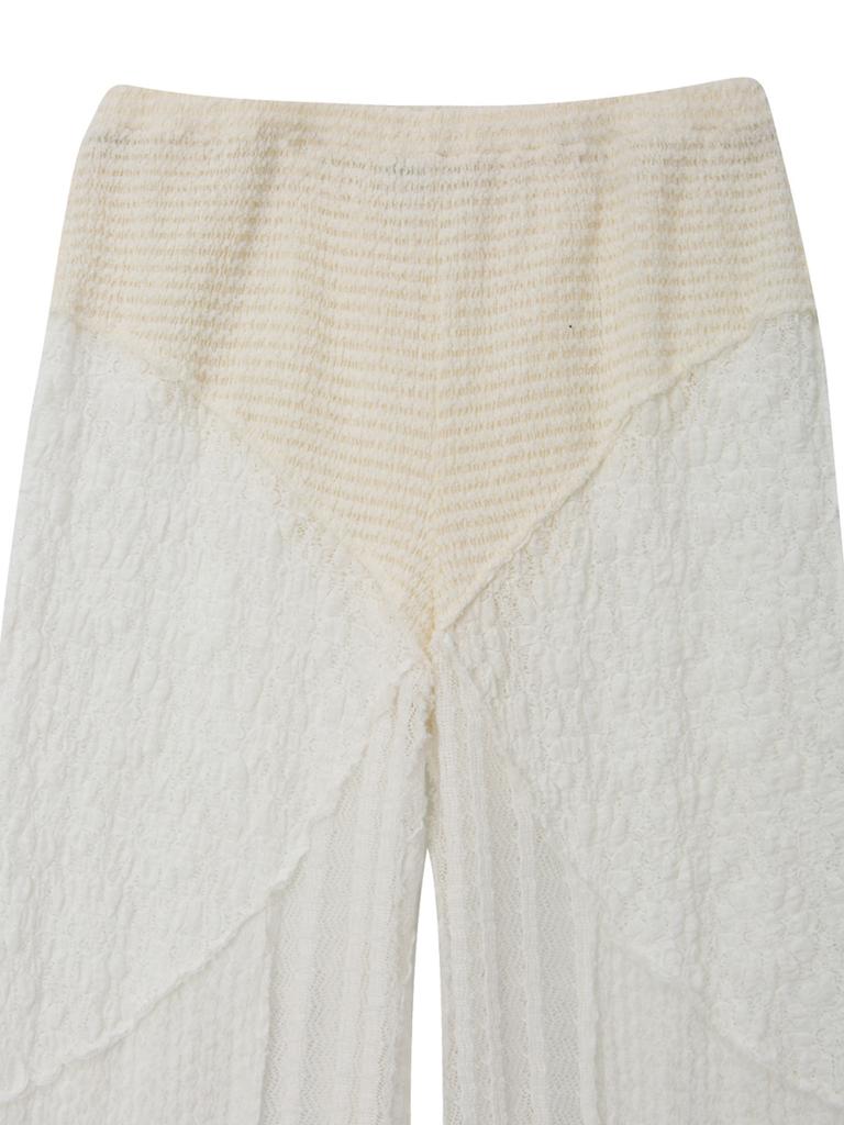 VEGAN TIGER Lace Patchwork Pants_Ivory