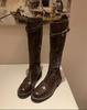 Cowhide version, the same washed horse leather, round head, thick heel, thick bottom, heightened legs, straight long knight boots for women