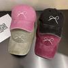 Sweet Bow Embroidery Baseball Cap For Women Y2K Pink Korean Washed Cotton Peaked Hat Summer Outdoor Snapback Ponytail Sun Hats