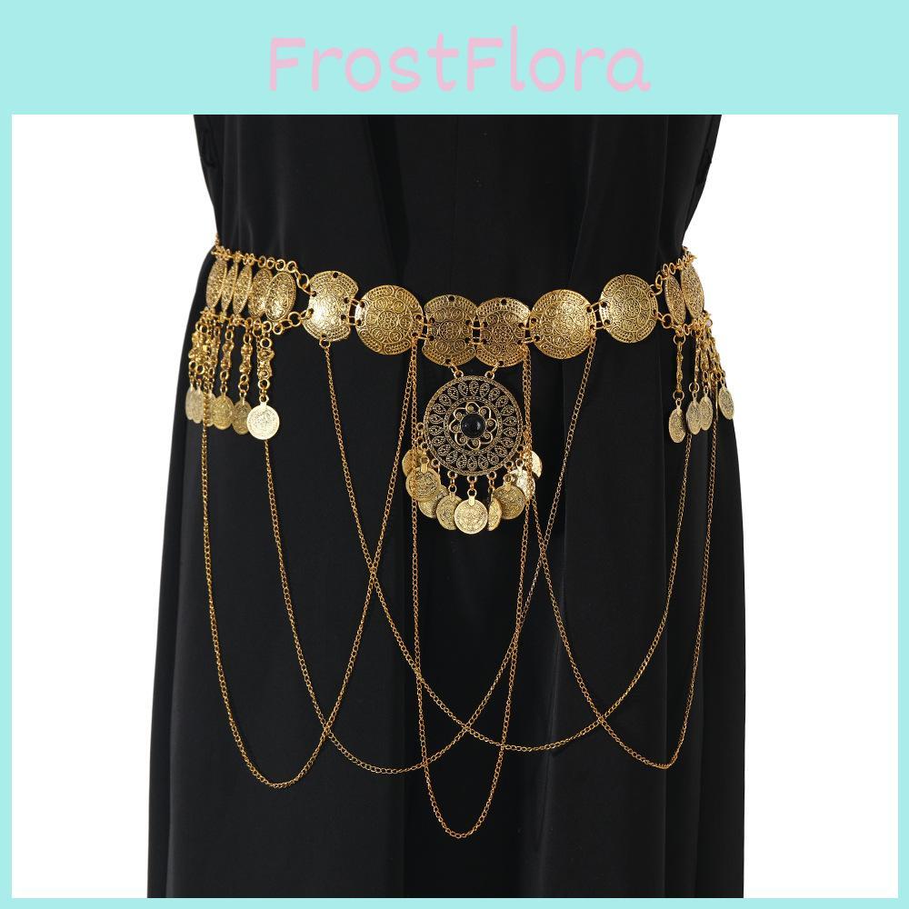 European Style Metal Waist Belt For Ladies With Antique Gold Finish And Tassel Detailing For Summer Outfits
