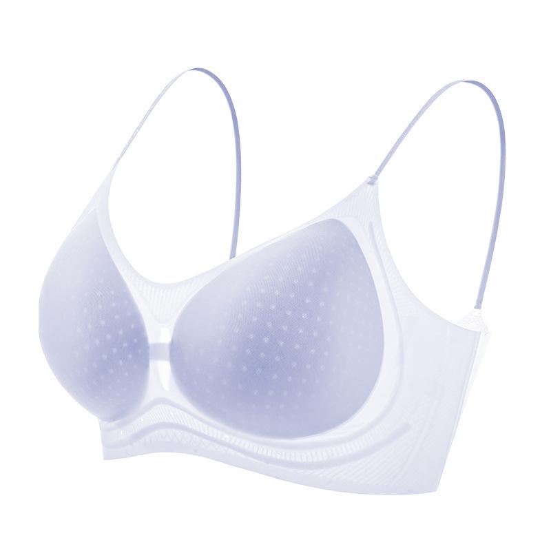 Summer ultra-thin jelly thin shoulder strap without steel ring breathable beauty vest type seamless bra cover gathering