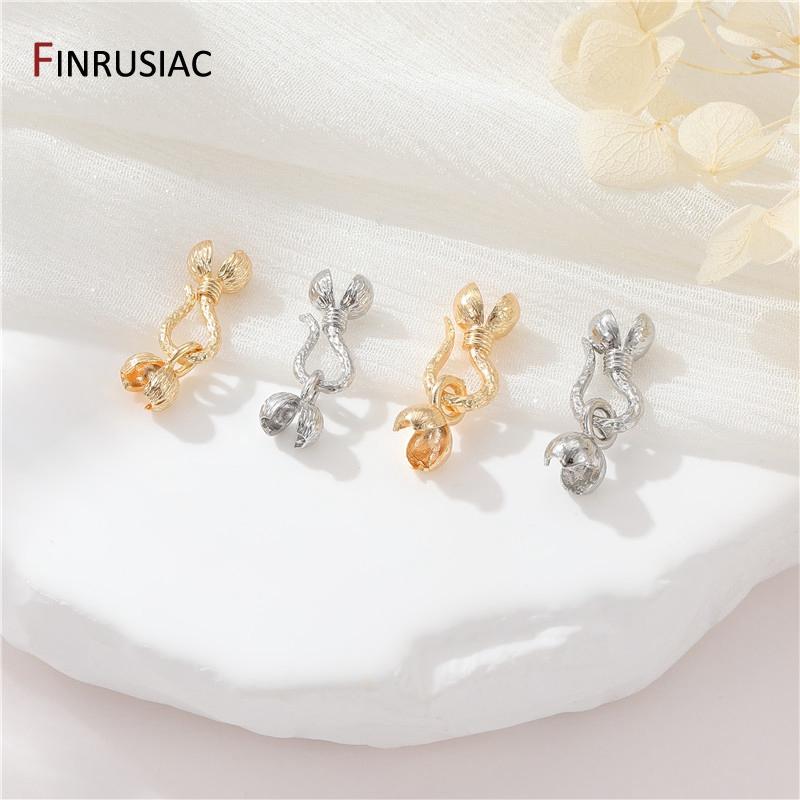 14K Goldplattiertes Messing Blumen-Design Hakenverschlüsse Für DIY Schmuckherstellung Zubehör Halskette Armband Verbinder Herstellung Zubehör