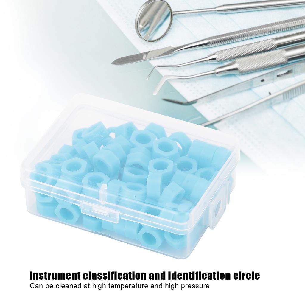 100pcs Dental Code Ring Silicone Instrument Code Circle Autoclavable Dentists Material
