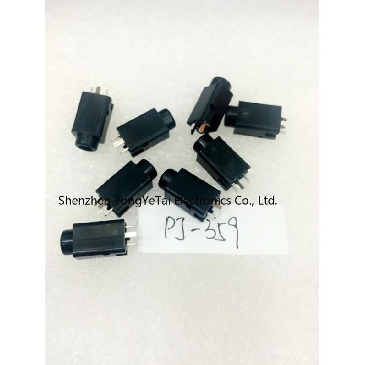 YYT 100PCS PJ-359 power socket, 3.5 headphone jack, 3-pin pin, 1 fixed pin, 3.5mm female socket чёрный