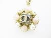 Authentic CHANEL CC Logo White and Light Pink Stone Gold Chain Necklace #7437 Seller refurbished