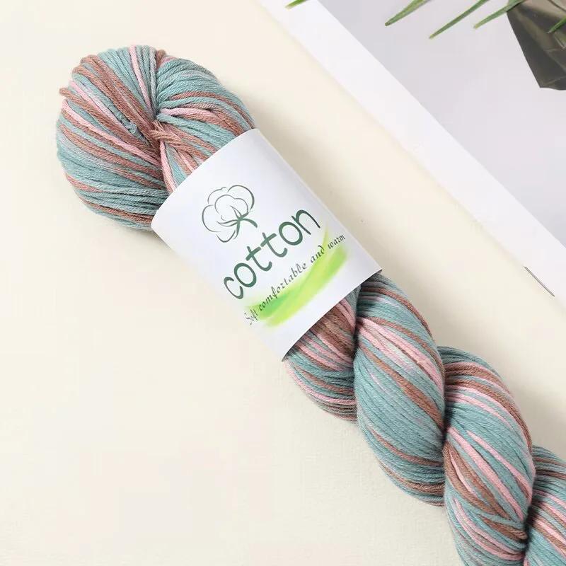 50g/Roll 100% Cotton Hand-Dyed Gradient Yarn for DIY Hand Knitting Sweaters Scarf Soft Warm Multicolor Crocheting Yarn Thread