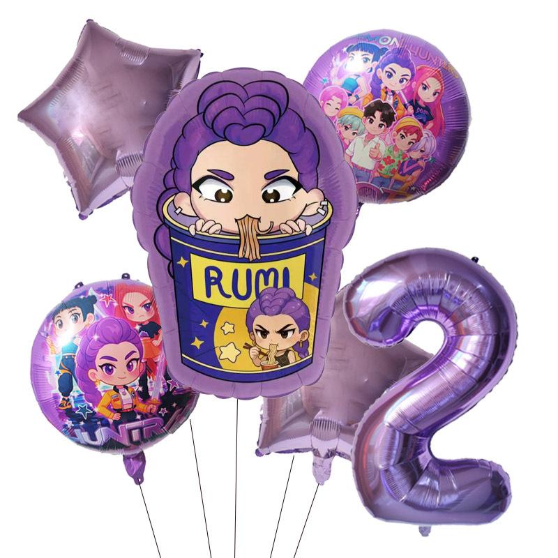 Kpop Demon Hunters Children's Birthday Party Decoration Ball Number Digit 1-9 Balloon Set Baby Shower Party Supplies Gift Toy
