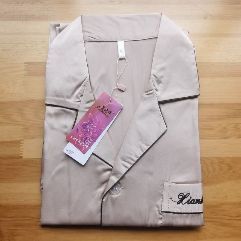 Silk Pajamas Men's Suit Summer Long sleeve Couple Thin Real Silk Homewear Spring and Autumn Men's Set