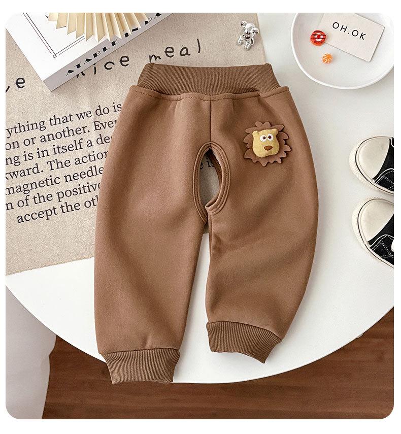 Pantalones de chándal para bebé con entrepierna abierta y forro polar: Ropa Gruesa y Cálida de Otoño/Invierno para Niños y Niñas