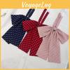 Polka Dot Long Handle Bow Tie Jk Uniform Accessory Pink Burgundy For Casual Style