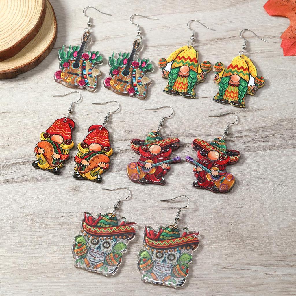 Carnival 5.5 Festival Acrylic Earrings: Mexican Dwarf Guitar Fashion Accessory
