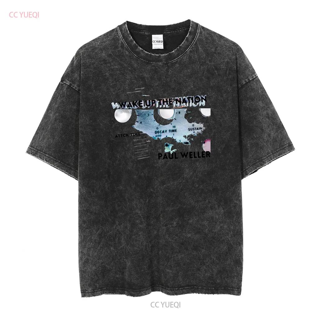 PAUL WELLER WAKE UP THE NATION WHITE T SHIRT NEW OFFICIAL MOD JAM STYLE COUNCIL long or short sleeves vintage Washed Stretched