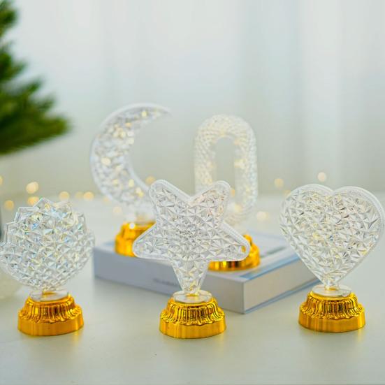 Rechargeable Night Light Stepless Dimmable Touch Lamp with USB Port Moon Star Heart Shape Bedside Lamp