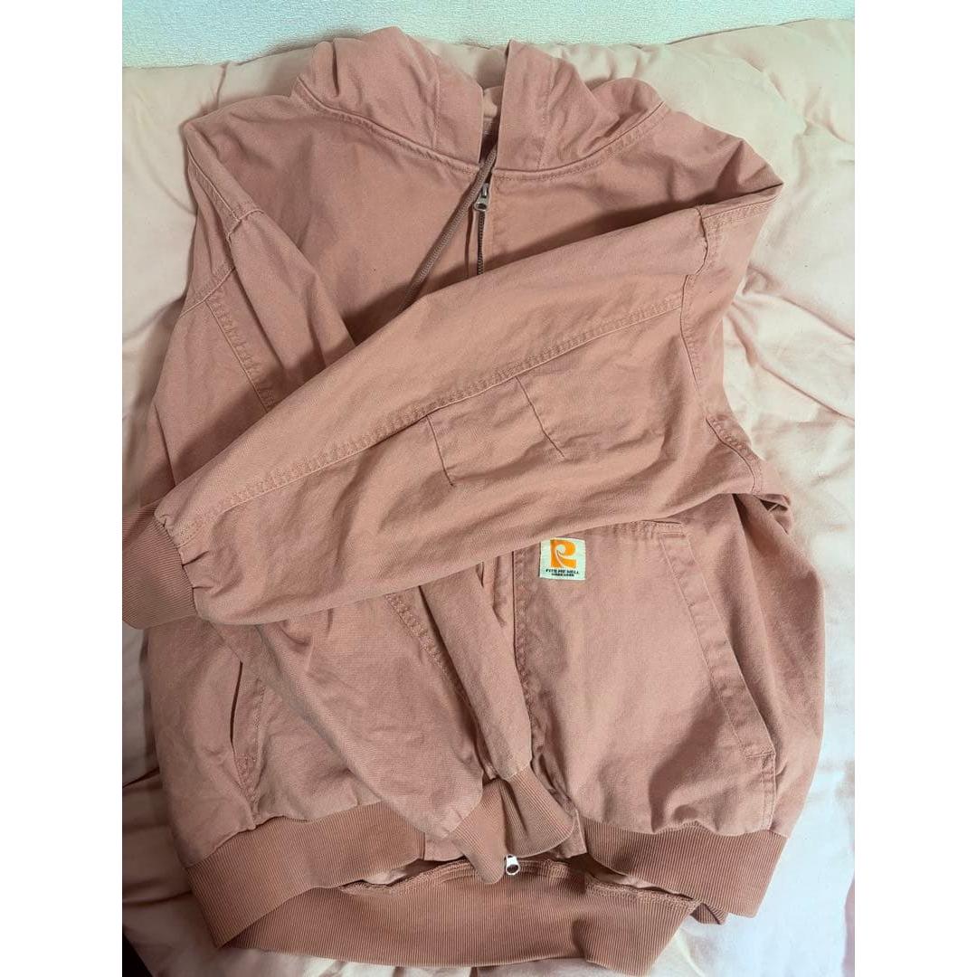 Pink cotton full-zip hooded