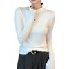 Women's Long Sleeve T-Shirt, Modal Base Shirt, Solid Color Autumn Coat, Half-Neck Crewneck, Small Stand Collar Top