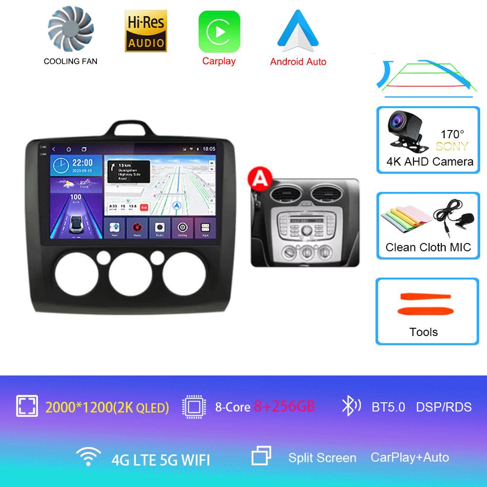 Android 14 Car Radio Autoradio For Ford Focus 2 Mk2 2004 - 2011 GPS Navigation Multimedia Player Carplay Stereo WIFI 360 Camera