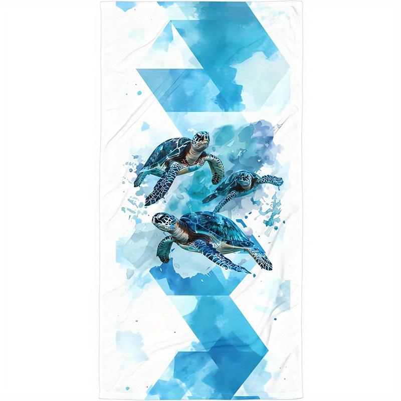 

Beach Towel Watercolor Turtle Pattern Sun Protection Windproof Suitable for Swimming Pool Camping Travel Blanket W30*H60(CM)