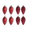 9cm Christmas Tree Ornaments Set: 8 Shiny & Matte Plastic Pine Cones