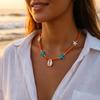 Bohemian Colorful Rice Beads Necklace for Women Sea Shell Starfish Pendant Clavicle Choker Summer Beach Party Charm Jewelry Gift